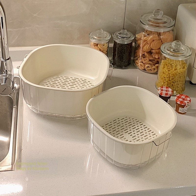 Műanyag kétszintes mosóedény zöldségekhez, Yi Yu, egyszerű stílus