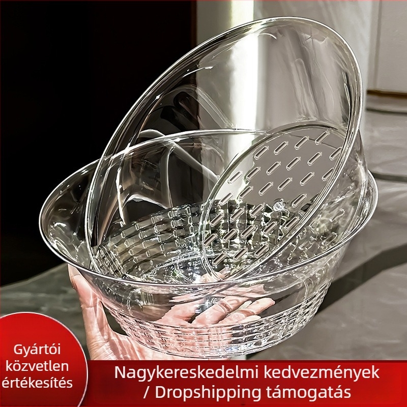 Kétszintes mosó- és lecsepegtető kosár zöldségekhez, műanyag, világos luxus retro stílus, 2025-ben bemutatva