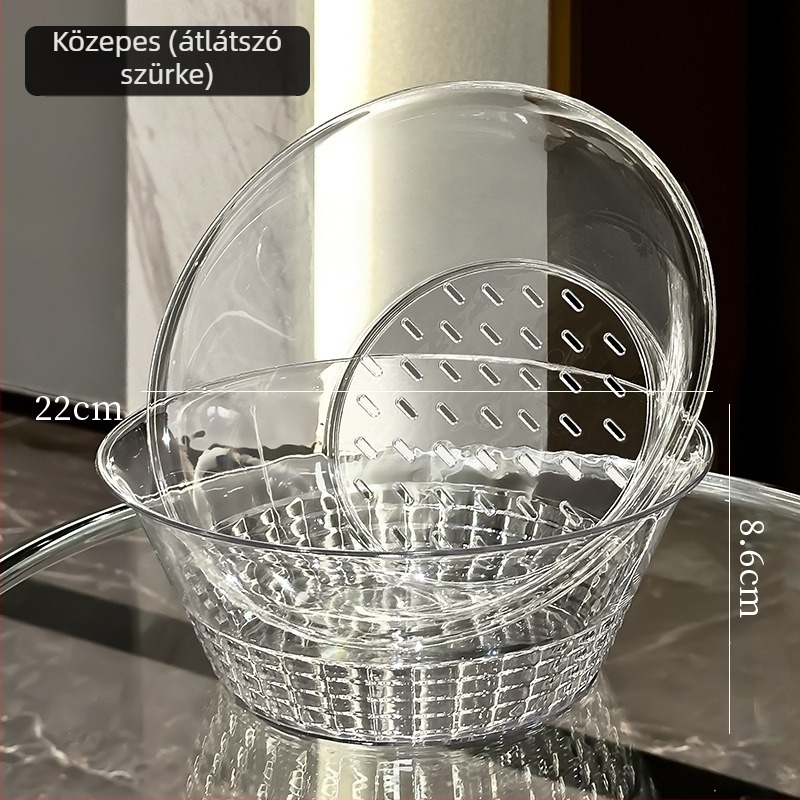 Kétszintes mosó- és lecsepegtető kosár zöldségekhez, műanyag, világos luxus retro stílus, 2025-ben bemutatva