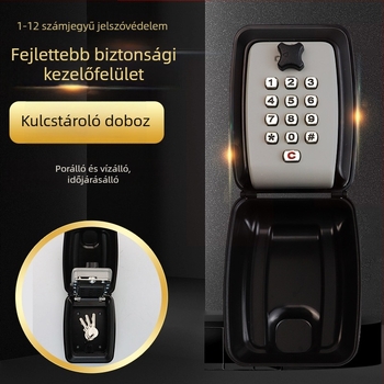 Mechanikus jelszavas kulcstartó doboz, cinkötvözet kivitel, modell G14, falra szerelhető, gombos kombinációs zár.