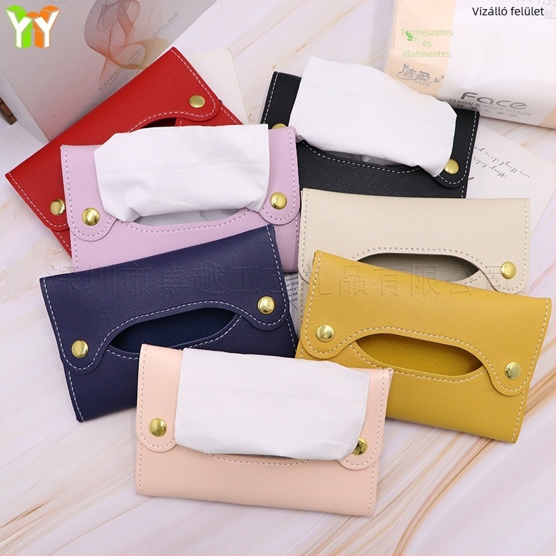 Bőr mini zseb salvetta tartó | Többfunkciós papírzsepi tartó | Modell XY24102417 | Autó, Nappali, Fürdőszoba