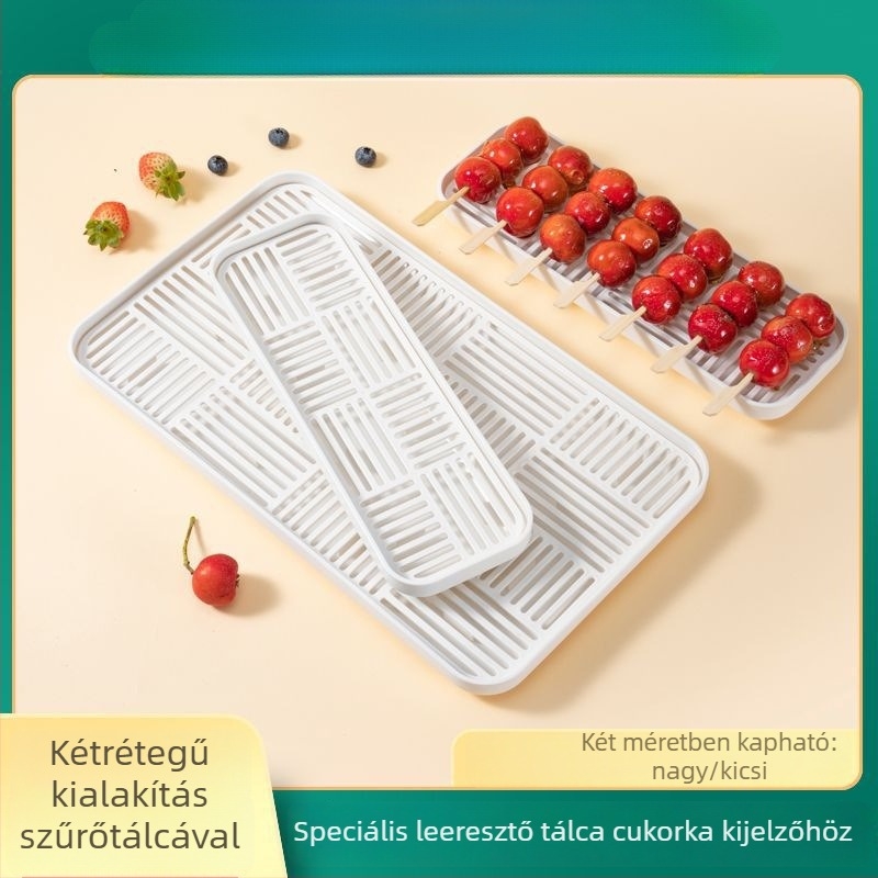 Kétrétegű bemutató tál szárításra, téglalap alakú tapadásmentes belsővel