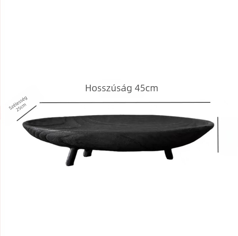 Masszív fa gyümölcstál és kosár, Wabi-Sabi stílusú, vintage dizájn a nappali dohányzóasztalához, 2020 téli megjelenés, termékkód 817747239