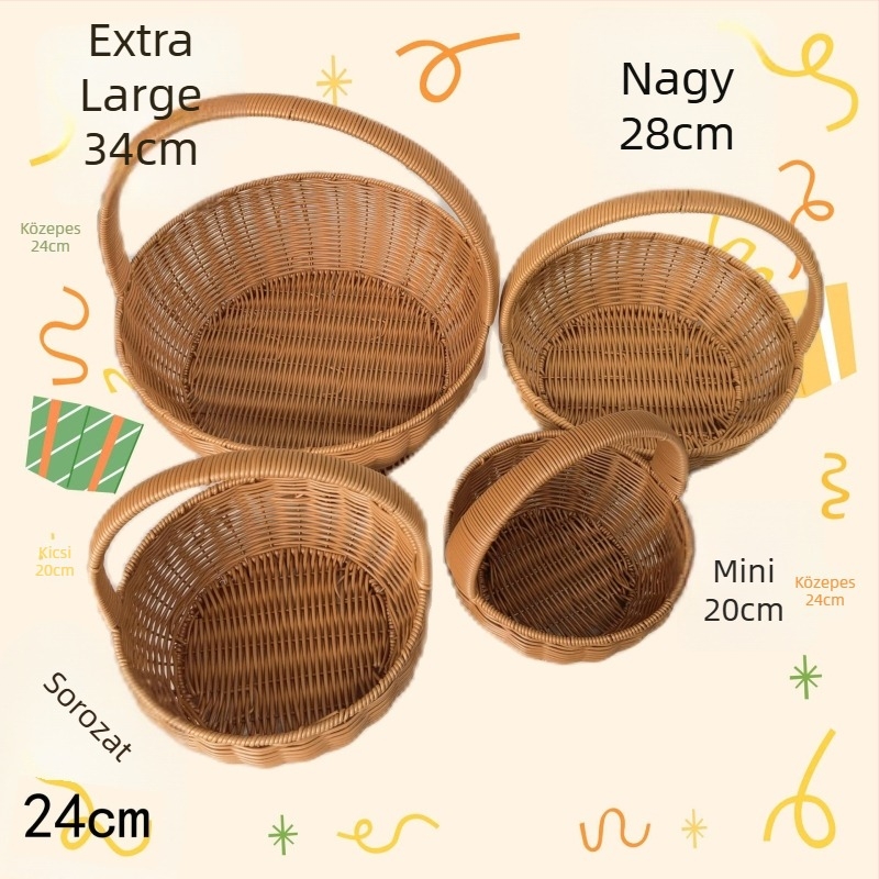 Gyümölcs- és zöldségkosár vasvázú, rattan imitáció, magas lábú kivitel, modell Tyrann