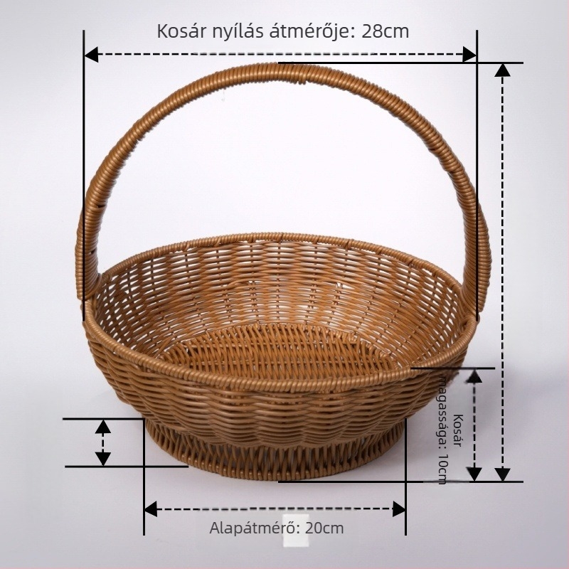 Gyümölcs- és zöldségkosár vasvázú, rattan imitáció, magas lábú kivitel, modell Tyrann