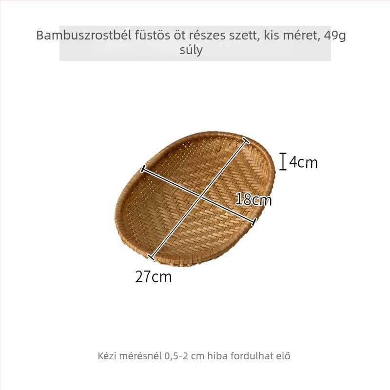 Gyümölcskosár bambuszból, ovális formájú – Qingxin Cute stílus, első osztályú minőség, Anyag: Egyéb