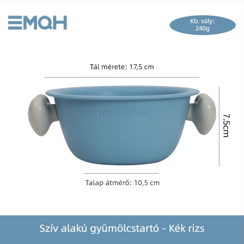 Szív alakú, kétszintes gyümölcskosár, műanyagból, hőálló, mosogatógépben mosható