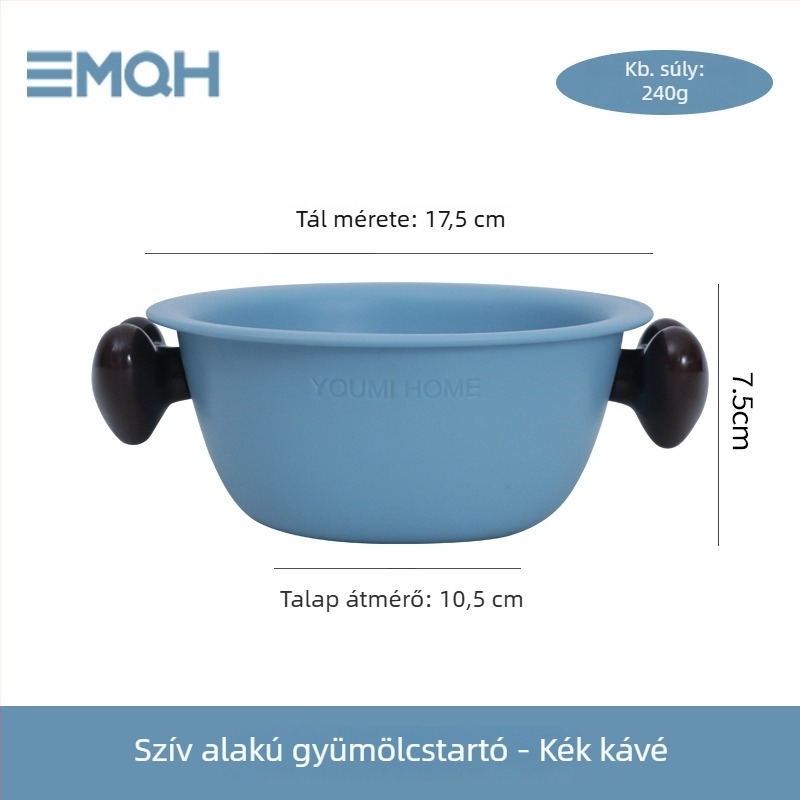 Szív alakú, kétszintes gyümölcskosár, műanyagból, hőálló, mosogatógépben mosható
