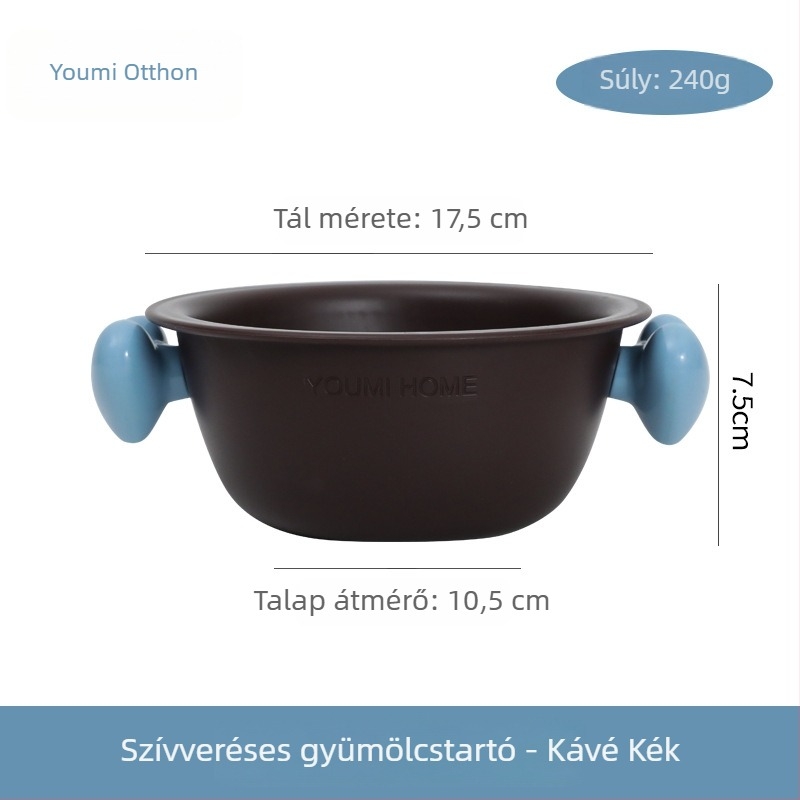 Szív alakú, kétszintes gyümölcskosár, műanyagból, hőálló, mosogatógépben mosható
