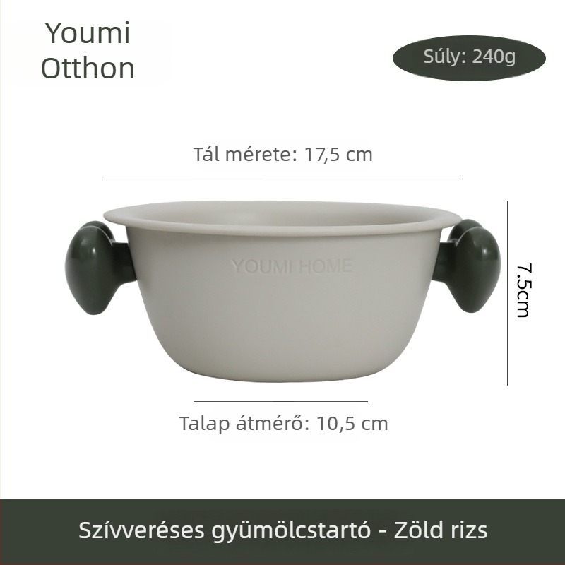 Szív alakú, kétszintes gyümölcskosár, műanyagból, hőálló, mosogatógépben mosható