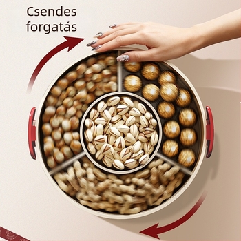 Forgó zárható gyümölcstál, műanyag tároló rekesz snackekhez és aszalt gyümölcsökhöz (Anyag: PET+ABS; Márka: A corner of a mountain; Stílus: aranyos, rajzfilmszerű; Kiadási év: 2025)