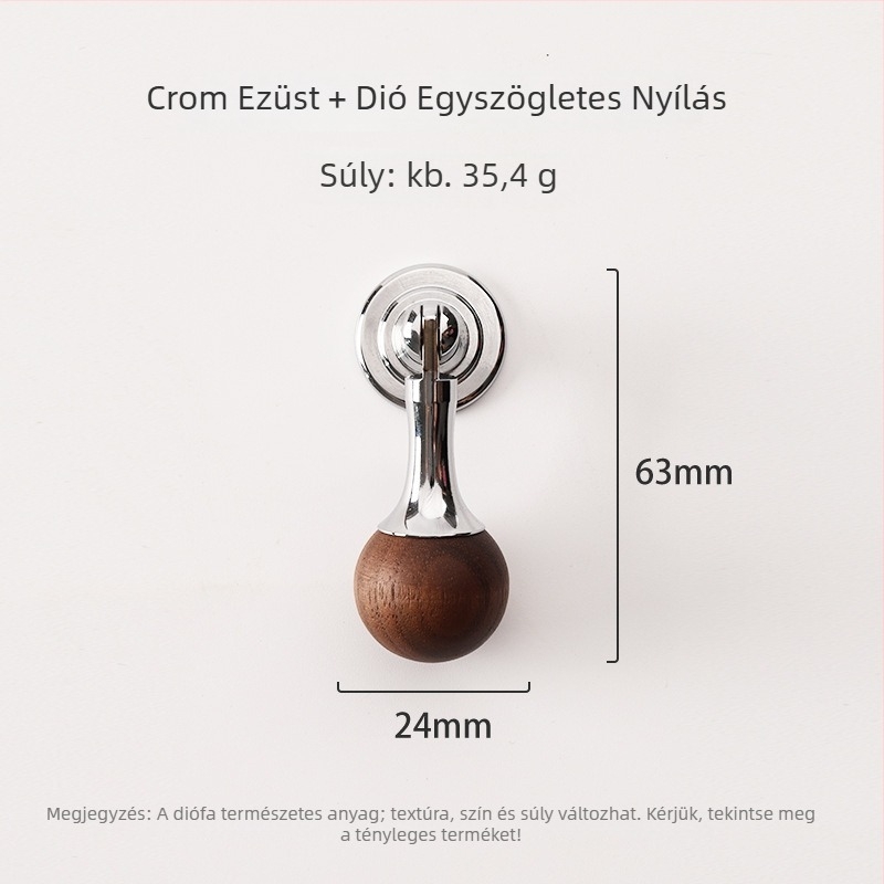 Sárgaréz + diófa szekrényajtó fogantyú, vintage stílus, gömb alakú, CNC megmunkálás, szekrényajtókhoz, külső szerelés