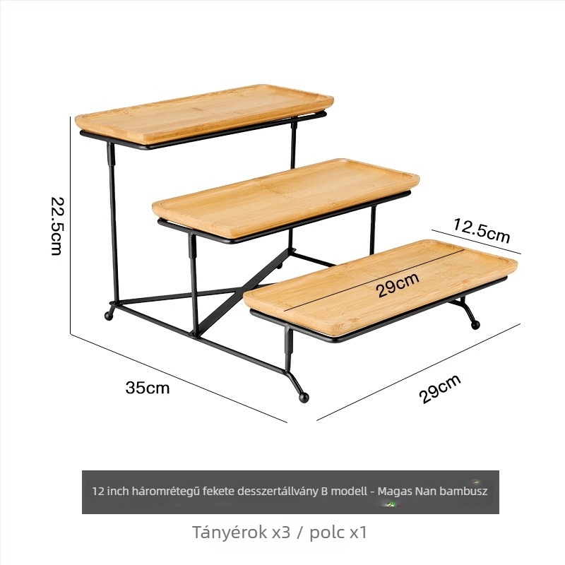 Porcelán háromszintes gyümölcs- és desszertbemutató állvány – Yingqu, 2024
