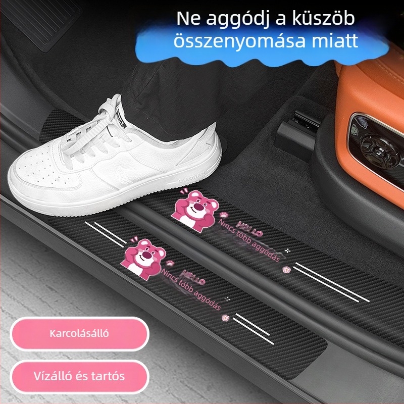 Szénszálas ajtó küszöb sáv - univerzális küszöbvédő, szénszálas mintázat, karcolásálló