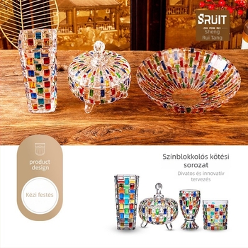 Shengruidang üveg gyümölcstál, európai stílusú, kézzel festett, egyszerű stílus