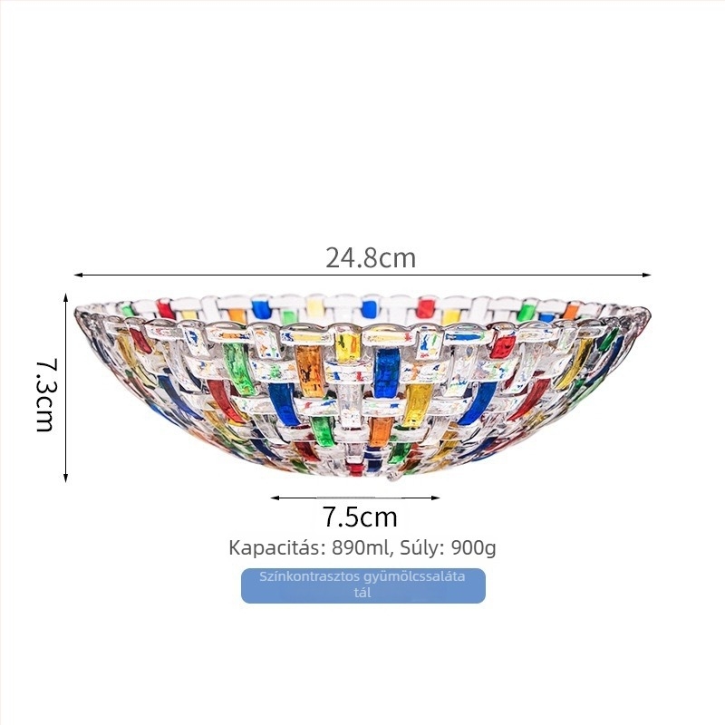 Shengruidang üveg gyümölcstál, európai stílusú, kézzel festett, egyszerű stílus