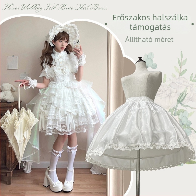 Huixin Winning Lolita szoknya petticoat, állítható acél merevítés, dupla acélgyűrű, középhosszú, felnőttek, 2024 tél