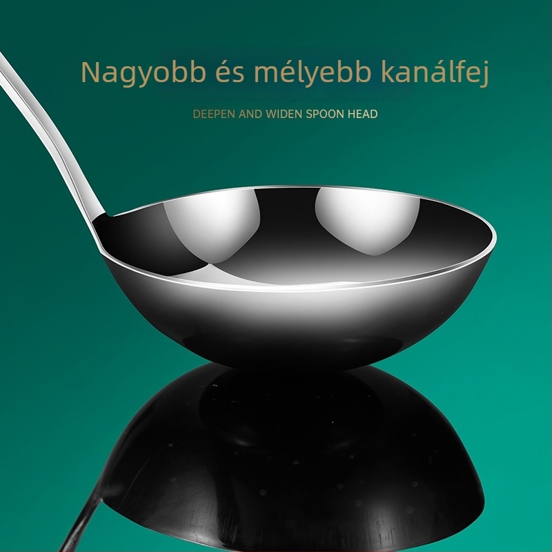 Főzőkanál - 304 rozsdamentes acél, vastagított design, hosszú nyelet, csúszásmentes és hőálló, logónyomás és testreszabás