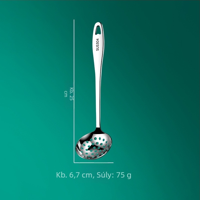 Főzőkanál - 304 rozsdamentes acél, vastagított design, hosszú nyelet, csúszásmentes és hőálló, logónyomás és testreszabás