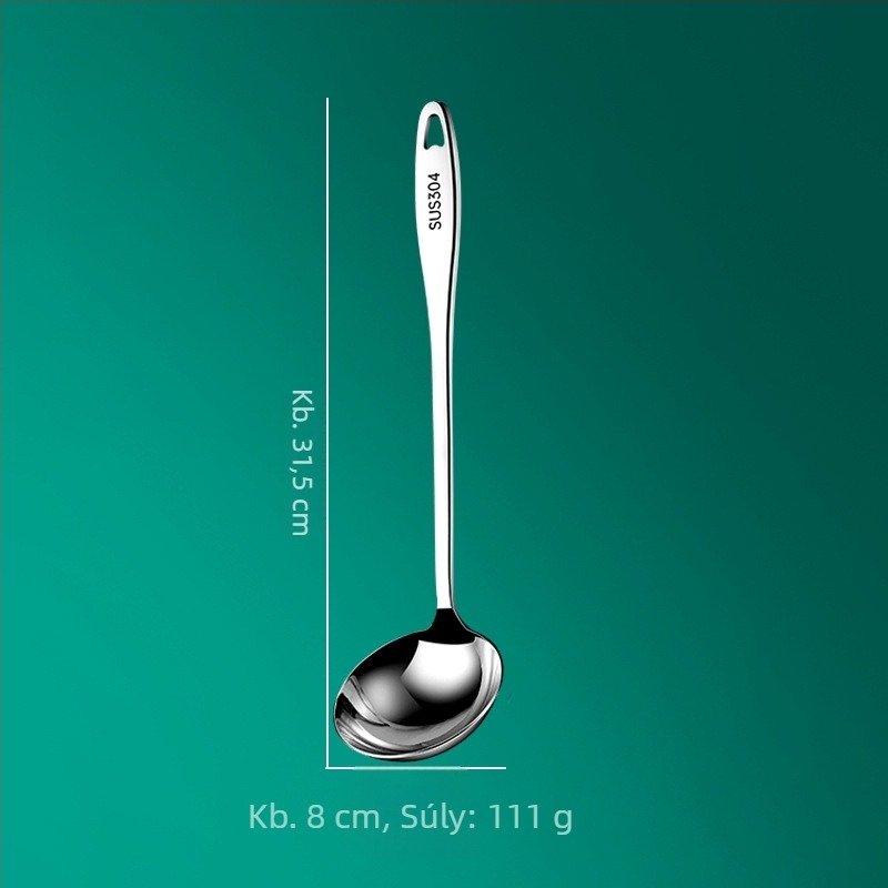 Főzőkanál - 304 rozsdamentes acél, vastagított design, hosszú nyelet, csúszásmentes és hőálló, logónyomás és testreszabás