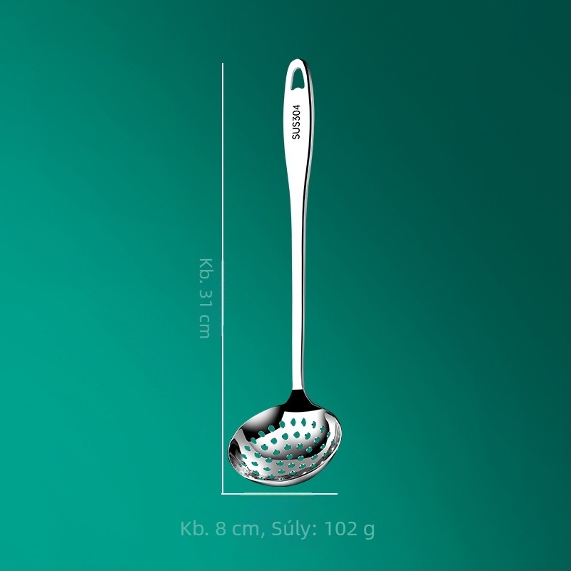 Főzőkanál - 304 rozsdamentes acél, vastagított design, hosszú nyelet, csúszásmentes és hőálló, logónyomás és testreszabás