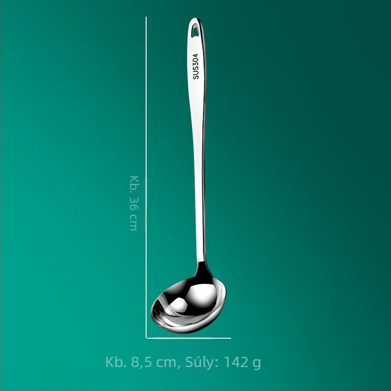 Főzőkanál - 304 rozsdamentes acél, vastagított design, hosszú nyelet, csúszásmentes és hőálló, logónyomás és testreszabás