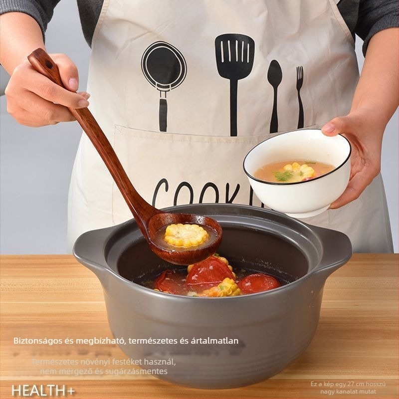 Hosszú nyelű fa kanál háztartási használatra, japán és koreai stílusú, kása és rizs tálalására