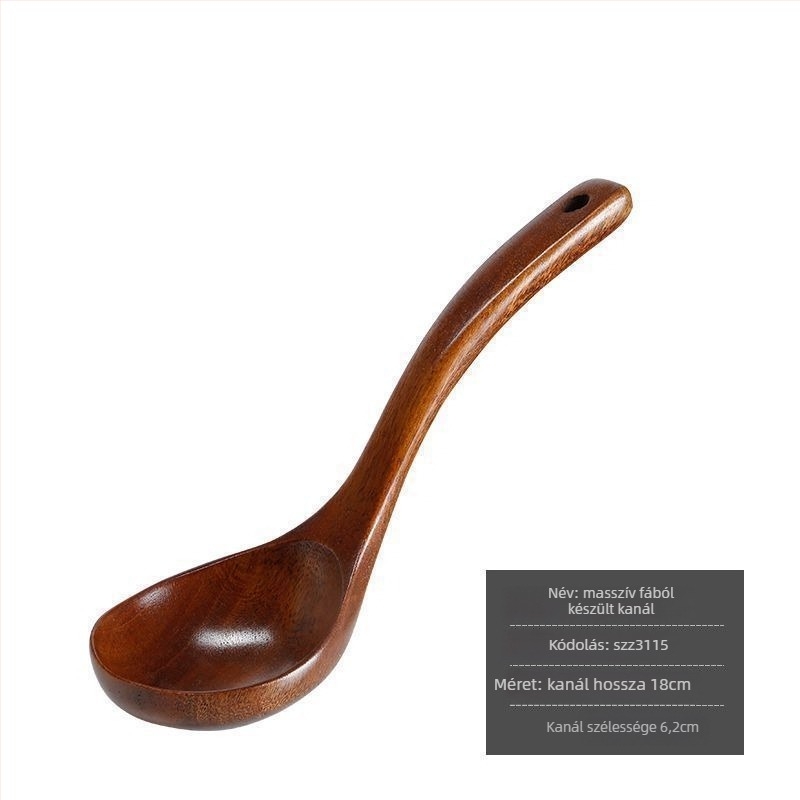 Hosszú nyelű fa kanál háztartási használatra, japán és koreai stílusú, kása és rizs tálalására