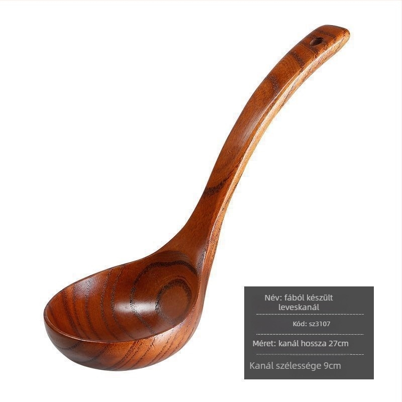 Hosszú nyelű fa kanál háztartási használatra, japán és koreai stílusú, kása és rizs tálalására