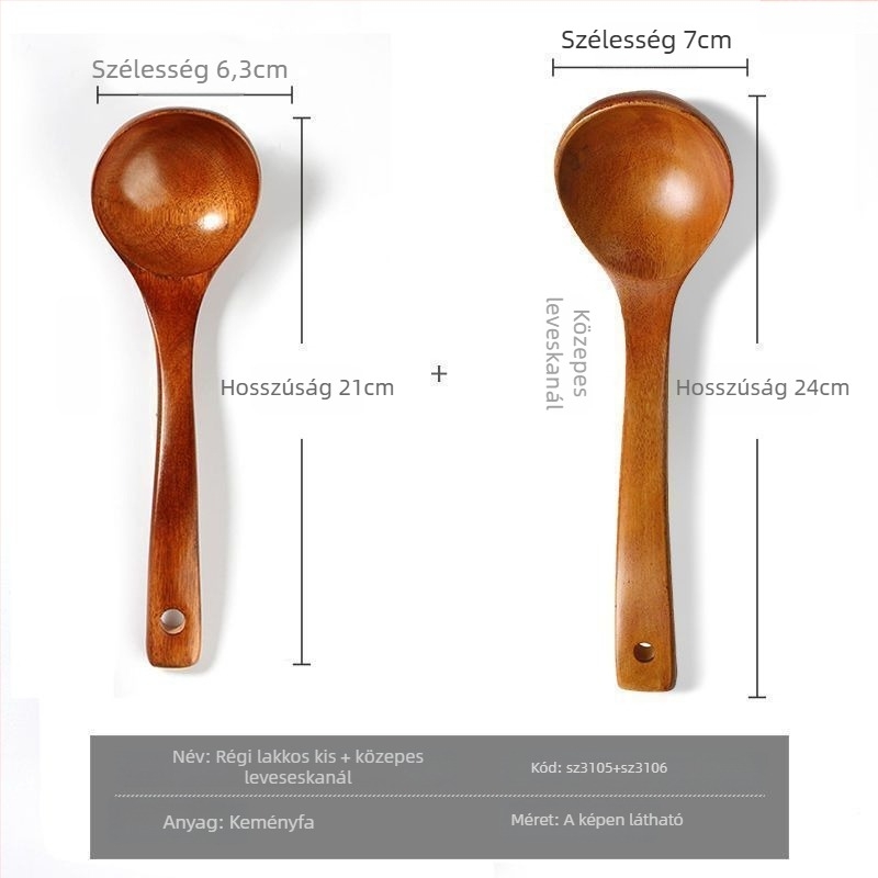 Hosszú nyelű fa kanál háztartási használatra, japán és koreai stílusú, kása és rizs tálalására