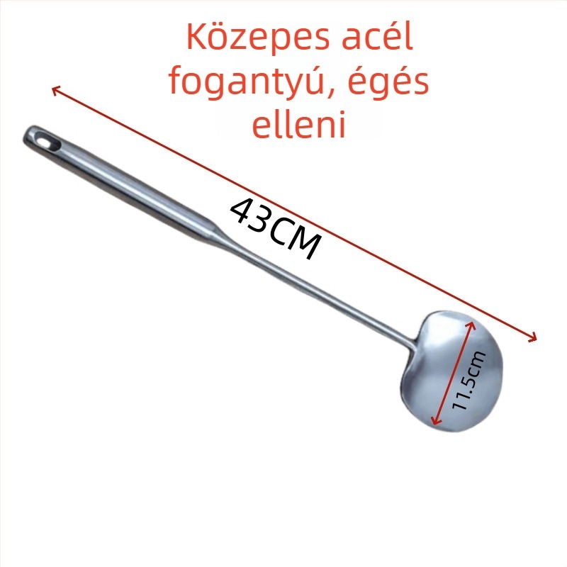 Hosszú nyelű rozsdamentes acél főzőkanál rózsafa fogantyúval