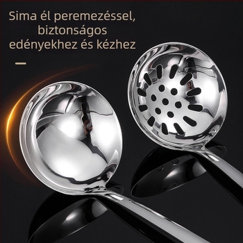 Deep Dragon rozsdamentes acél főzőkanál, csúszásmentes fogantyúval, hőálló és égés elleni védelemmel, hosszú nyelű