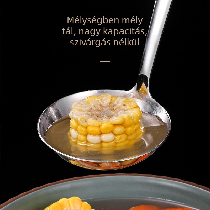 Deep Dragon rozsdamentes acél főzőkanál, csúszásmentes fogantyúval, hőálló és égés elleni védelemmel, hosszú nyelű