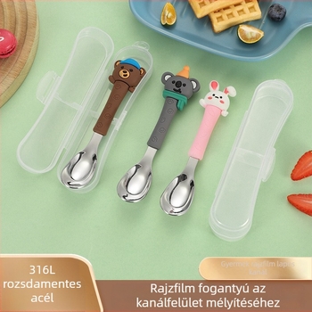 316L rozsdamentes acél kanál gyermekeknek, cartoon minta, Tete Rabbit márka, tükörfényes felület