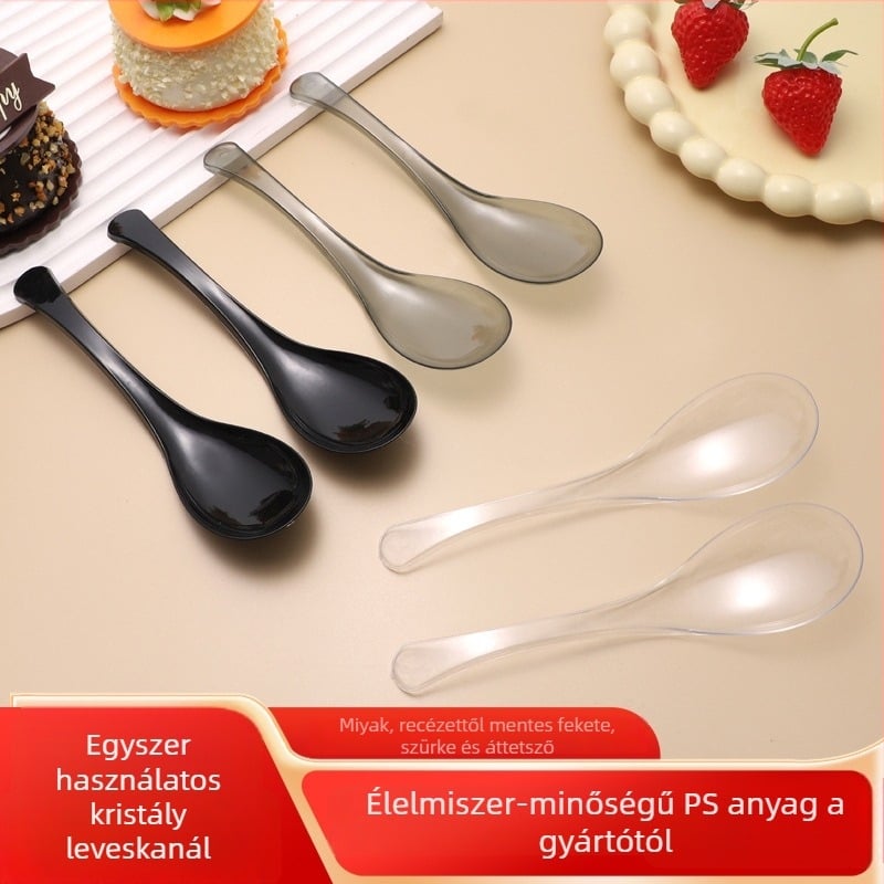 Egyszer használatos műanyag kanál, modern minimalista stílus, vízpolírozott felület, prémium minőség
