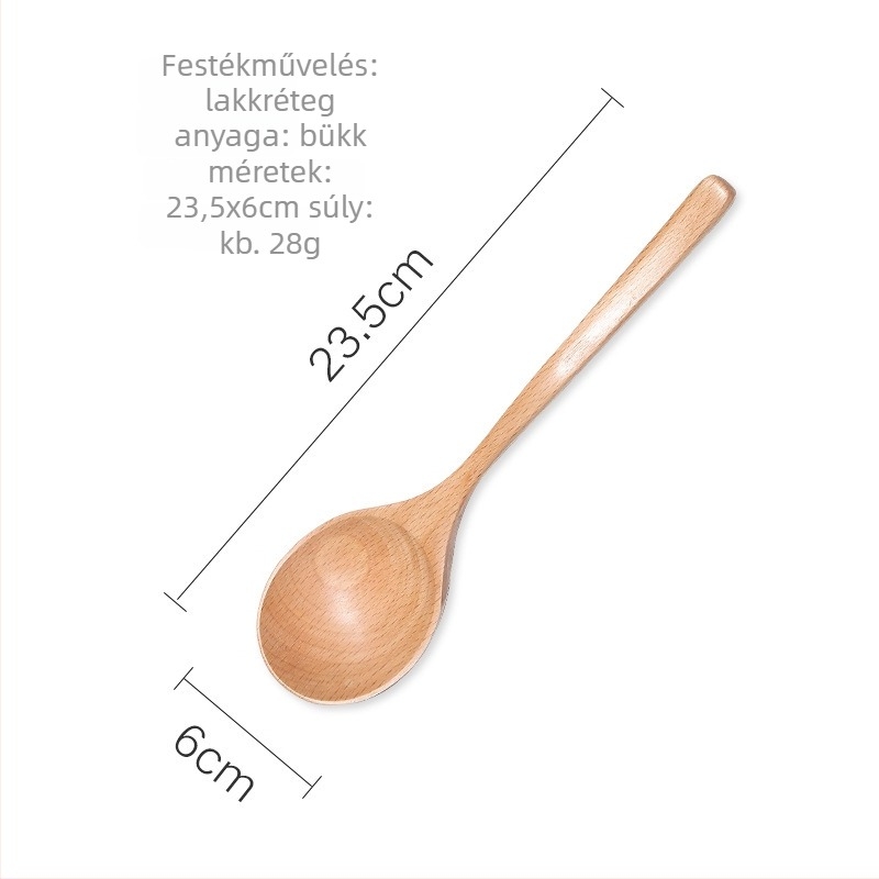 Fából készült konyhai kanál hosszú nyéllel, Xinyaju márka, bükkfa anyag, tükörfényes felület, testreszabható