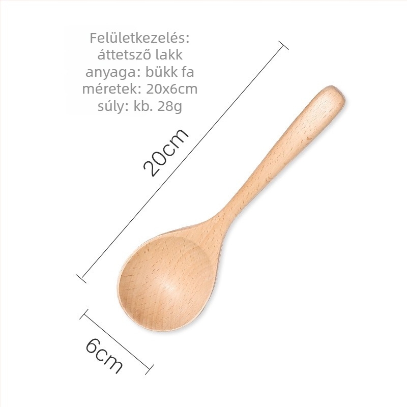 Fából készült konyhai kanál hosszú nyéllel, Xinyaju márka, bükkfa anyag, tükörfényes felület, testreszabható