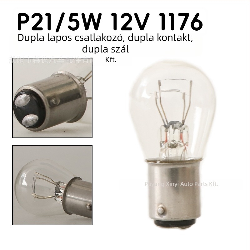 12V-os autó fék- és indexlámpa, Q25 modell, 21/5 W, 1850 lm, kerek ház