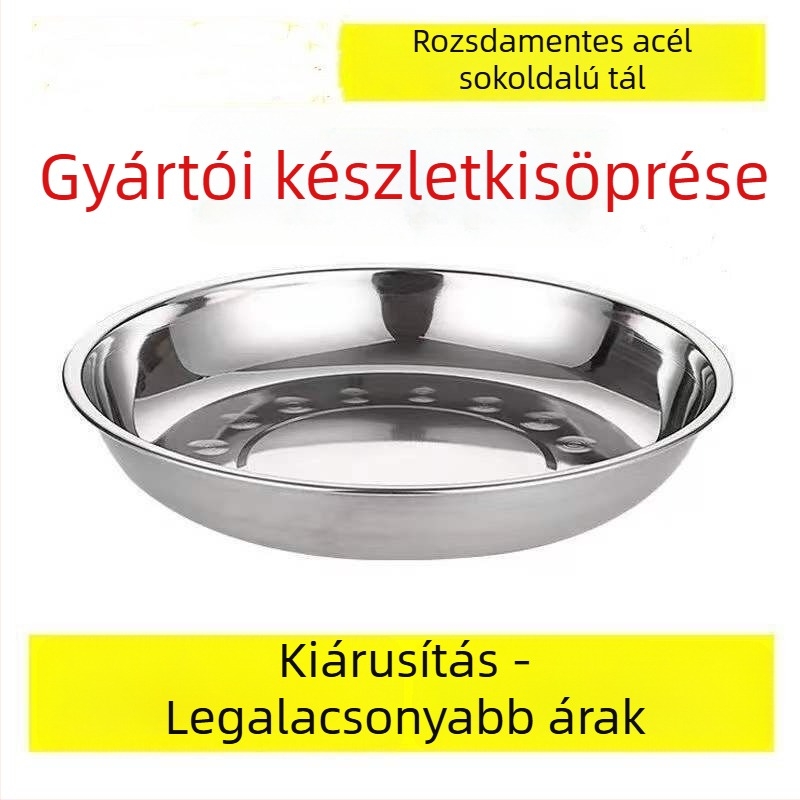 Kerek kör mély tál rozsdamentes acélból, mikróhőben használható, elektropolírozott felület, logó nyomtatás és testreszabható feldolgozás