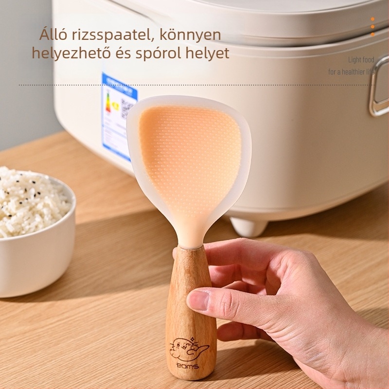 Fából készült rizskanál, modern egyszerű stílus, tükrösre polírozott felület, Bormans márka, 2024-ben bevezetve