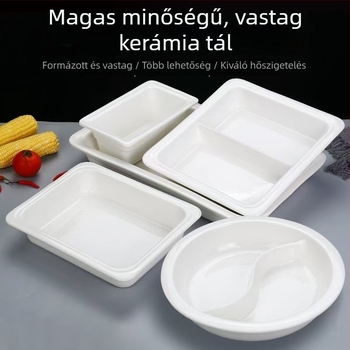 Kerámiából készült mélytál, négyzet alakú, egyszínű, modern egyszerű stílus, mázas felület