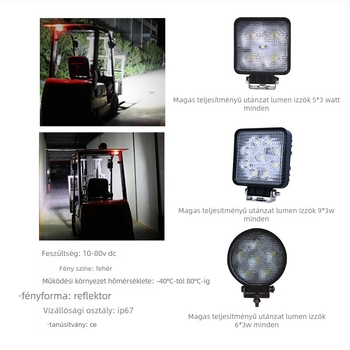XRLL LED Munkalámpa 60W targoncákhoz, terepjáró járművekhez és ásókhoz (DC 10-80V, -40°C-tól 80°C-ig, 50 000 óra)