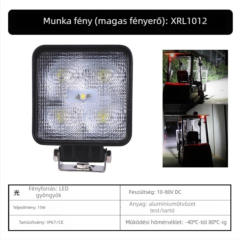 XRLL LED Munkalámpa 60W targoncákhoz, terepjáró járművekhez és ásókhoz (DC 10-80V, -40°C-tól 80°C-ig, 50 000 óra)