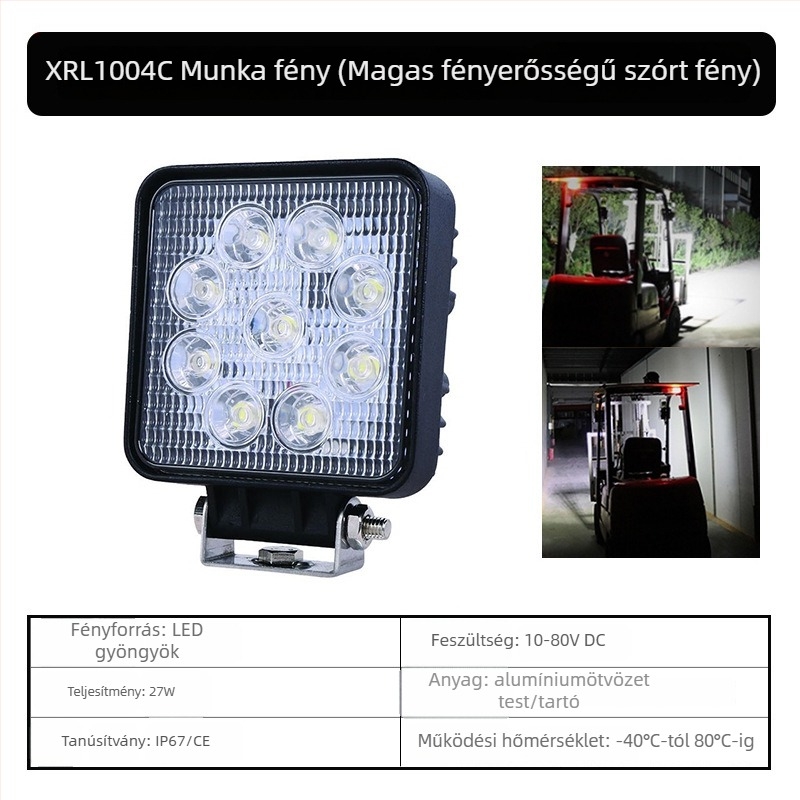XRLL LED Munkalámpa 60W targoncákhoz, terepjáró járművekhez és ásókhoz (DC 10-80V, -40°C-tól 80°C-ig, 50 000 óra)