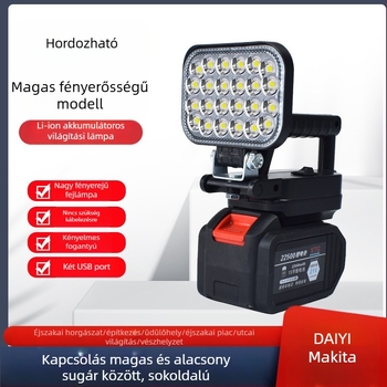 Akkumulátoros LED munka lámpa, ABS ház, 55 W, hatótáv akár 500 m