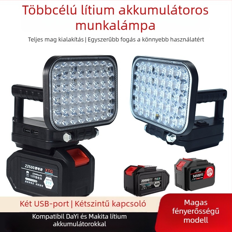 Akkumulátoros LED munka lámpa, ABS ház, 55 W, hatótáv akár 500 m