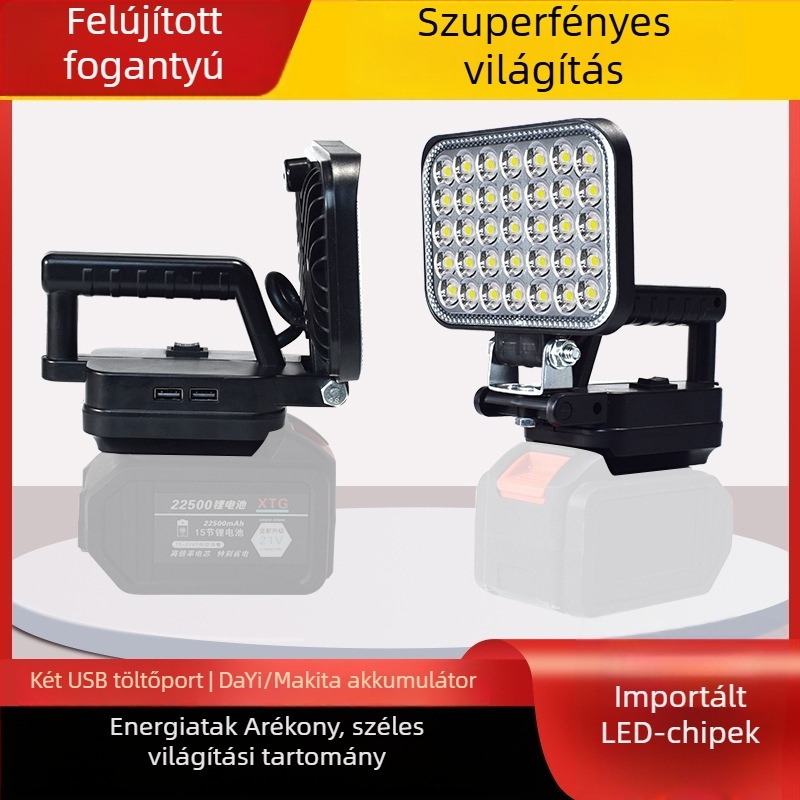 Akkumulátoros LED munka lámpa, ABS ház, 55 W, hatótáv akár 500 m