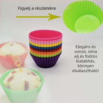 Szilikon muffin formák, 24 darabos készlet, szabálytalan alakú, sütéshez