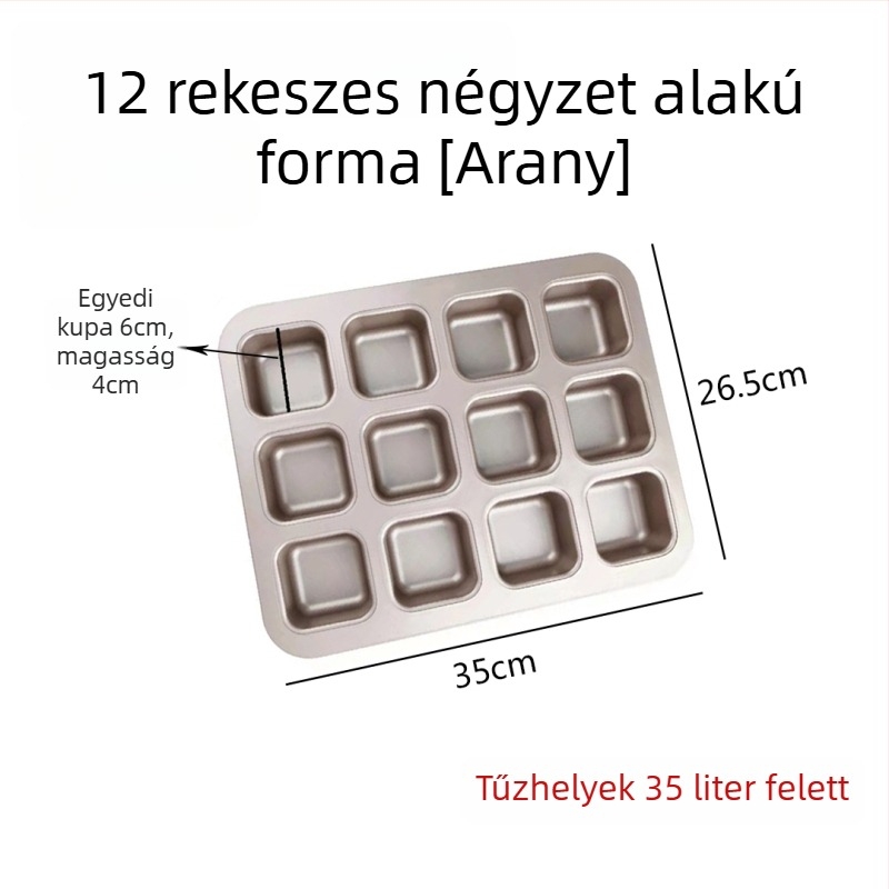 Négyzet alakú, tapadásmentes sütőforma kenyérhez, pound cake-hez, burger zsemlékhez és brownie-hoz