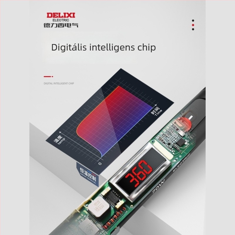 Delixi 220V hordozható forrasztópisztoly kés alakú fejjel – forrasztás, desoldering és pyrográfia